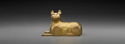 Persian, Feline, 19th century, bronze; cast 4 1/4 x 6 11/16 2 9/16 in. (10.8 x 17 x 6.5 cm), The Hossein Afshar Collection at the Museum of Fine Arts, Houston, Photograph © The Museum of Fine Arts, Houston