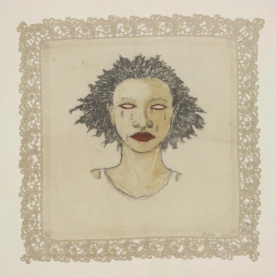 Alison Saar (American (b. 1956))
High Yella' Blue, edition 3/21, 2016 intaglio, pochoir on found vintage handkerchief
12 1/4 x 12 1/4 in.
Collection of Jordan D. Schnitzer